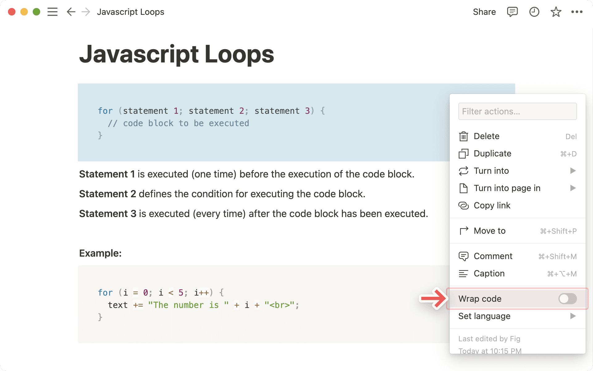 Wrap code