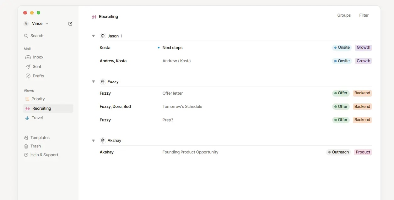 Notion Mail views