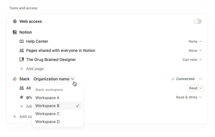 Select the correct Slack workspace/team for Custom Agents in Slack Enterprise Grid.