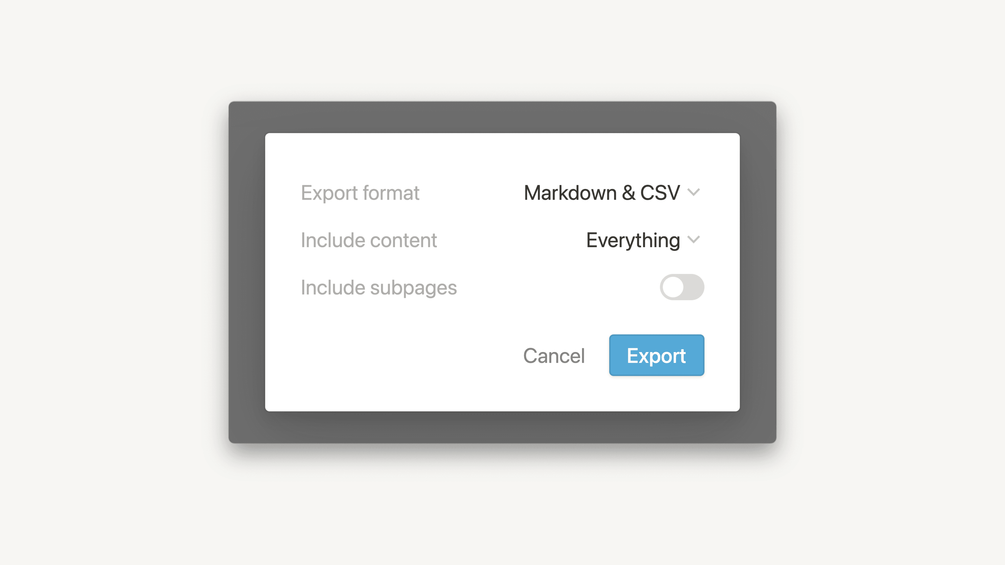 Export your content - hero