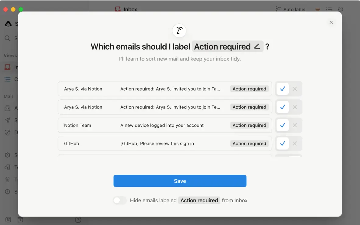 Notion Mail labels